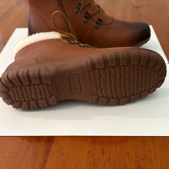 Propet Brown Heeled Boots with Cream Lining NWOT - Picture 6 of 8